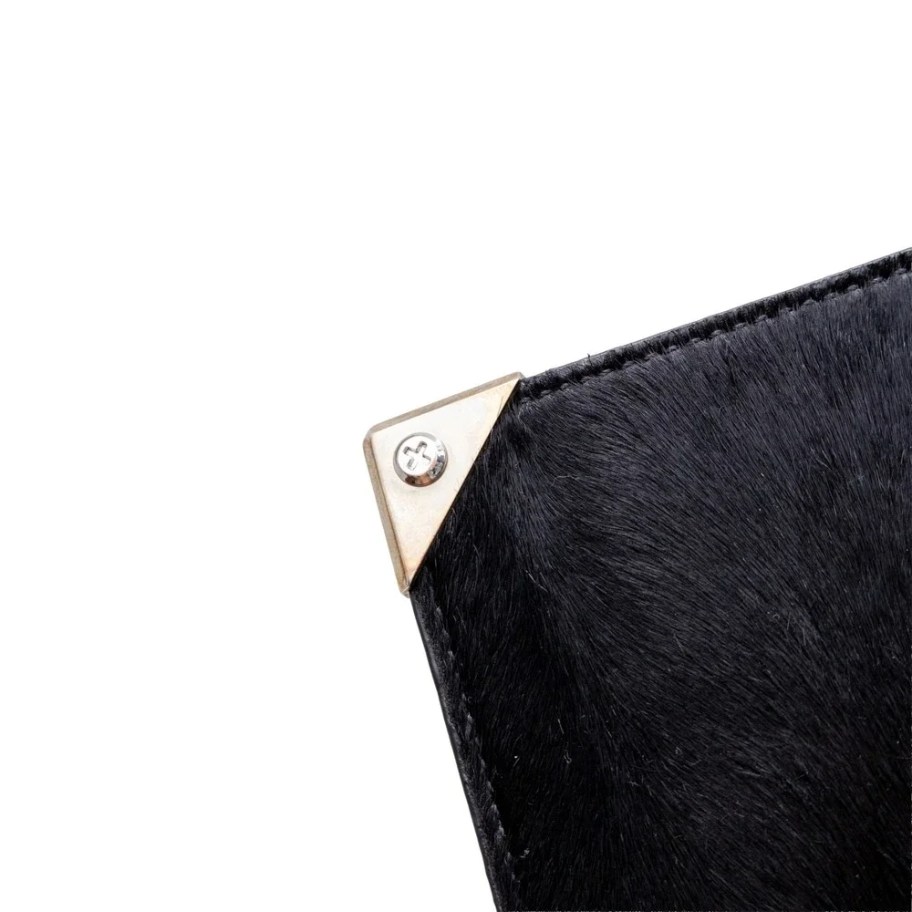 Alexander Wang Black Pony Hair Zip Around Wallet Organizer Clutch Leather Large